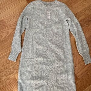Gray Cable Knit Sweater Dress